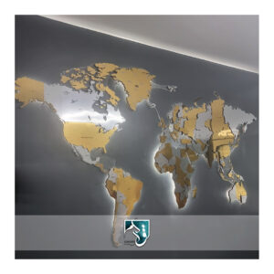 نقشه جهان پازلی - دیوارکوب نقشه جهان طلایی و نقره ایی