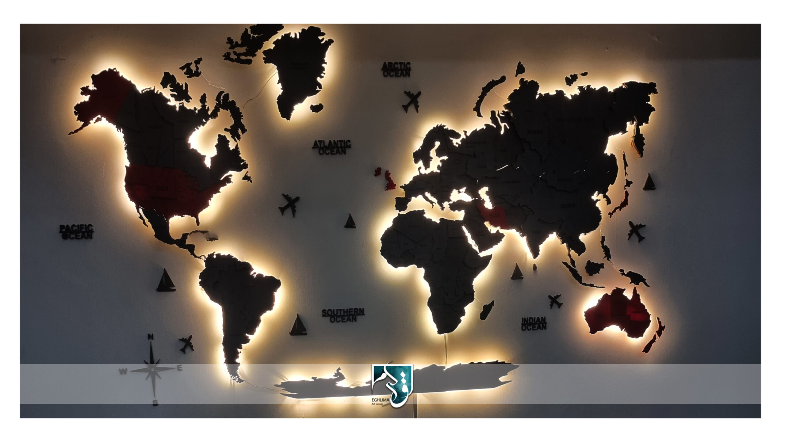 خرید نقشه پازلی جهان با نور مخفی