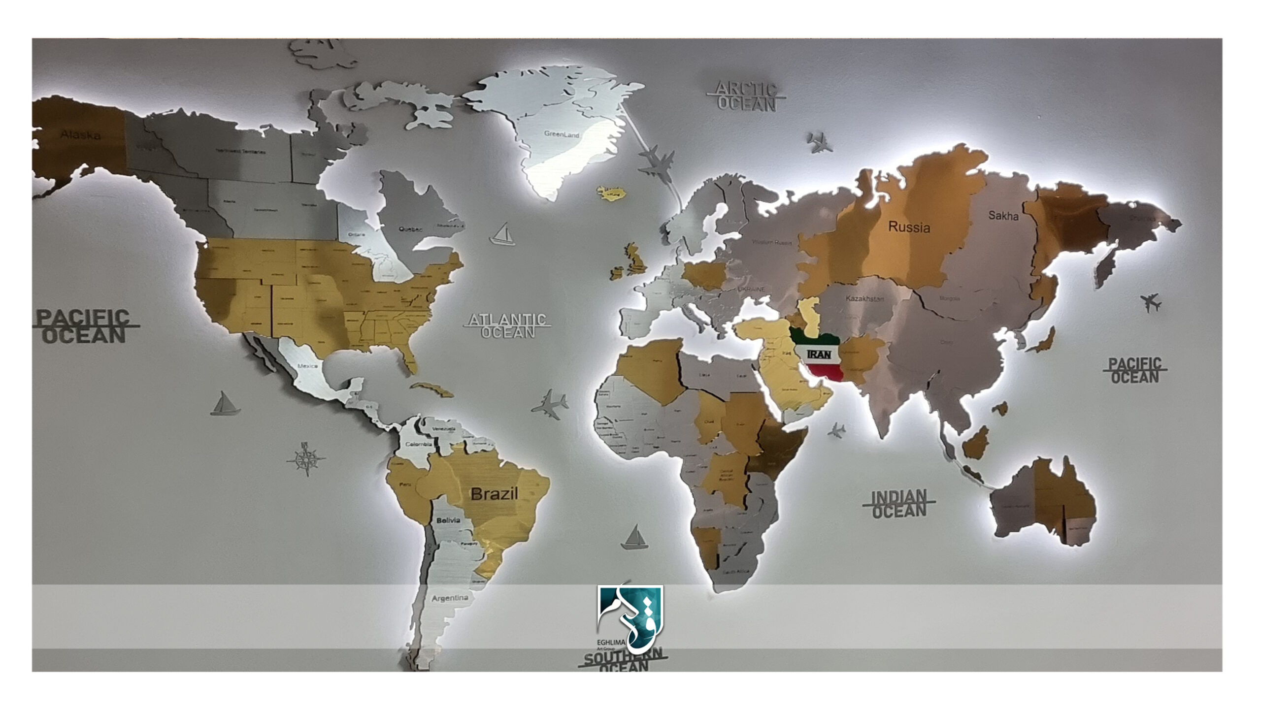 نقشه جهان پازلی با نور مخفی - تهران