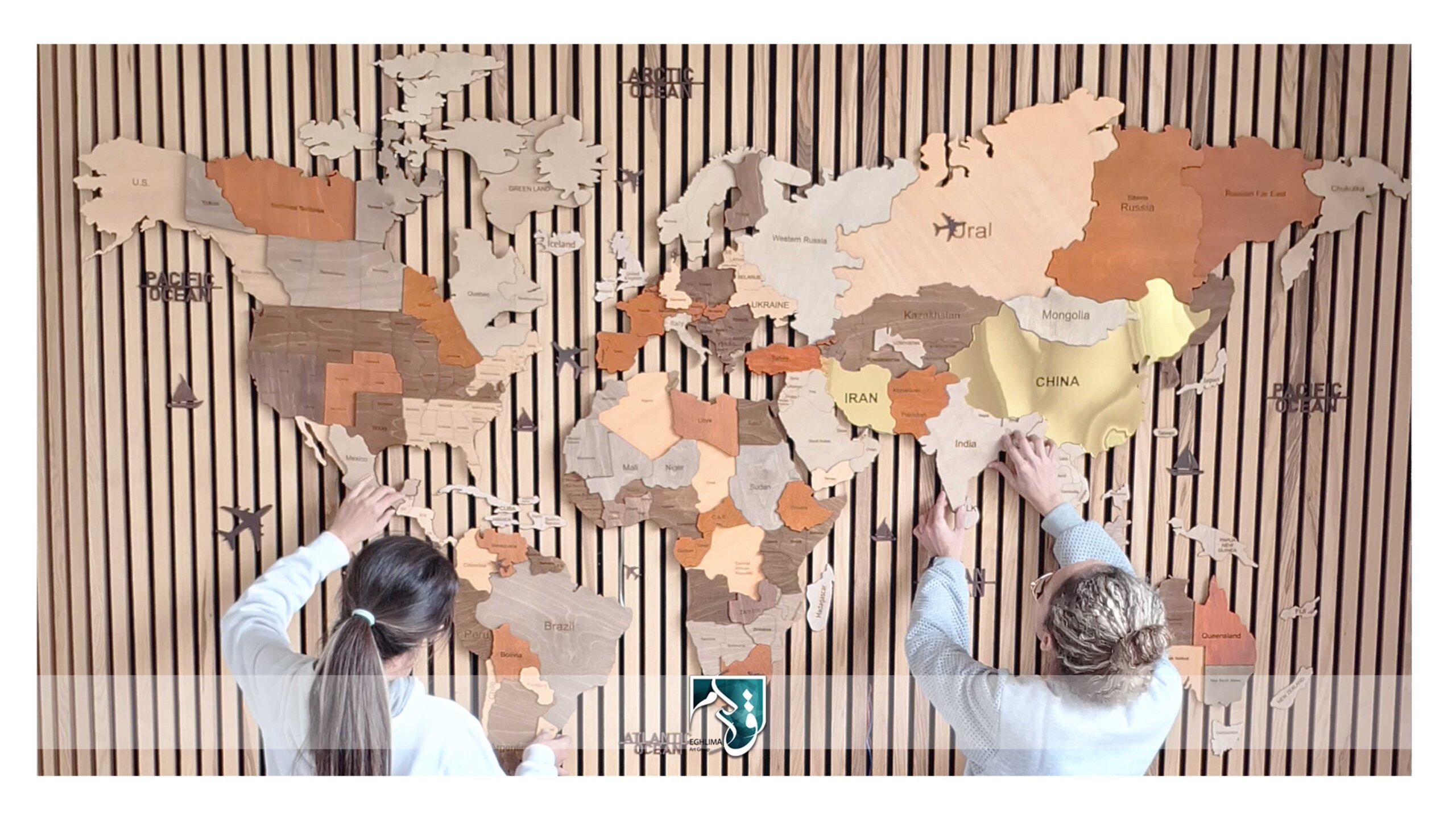 نقشه جهان چوبی پازلی
