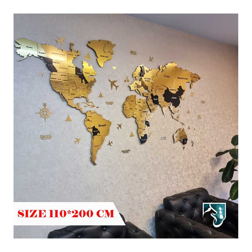 تابلو نقشه طلایی جهان