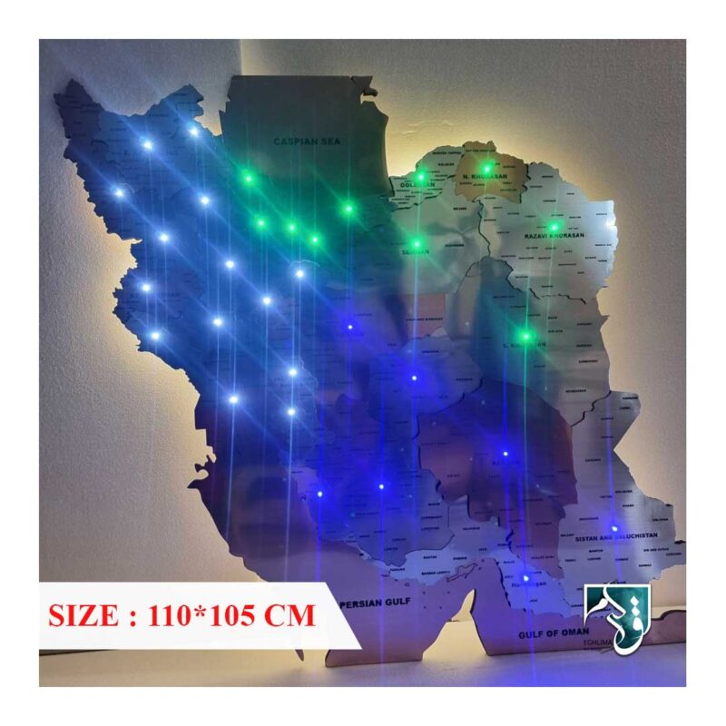 نقشه استانهای ایران با نور