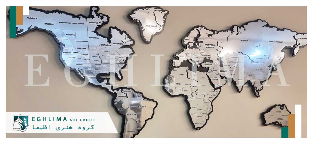 قیمت و خرید تابلو نقشه جهان استیل نوردار