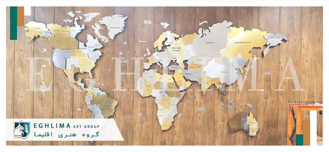 قیمت و خرید تابلو نقشه جهان استیل نوردار